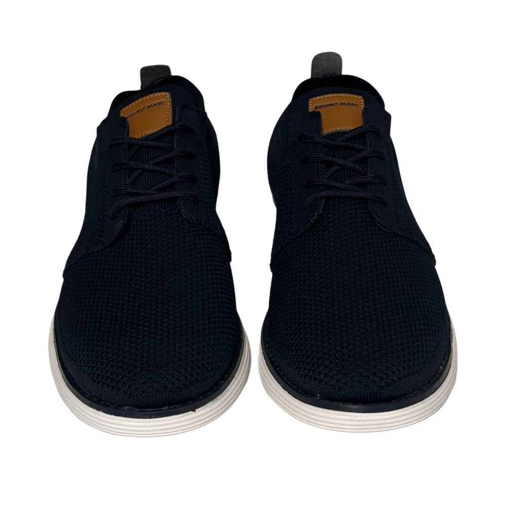 Men's Knit Lace-Up Sneakers in Navy with White Sole - Picture 7 of 9